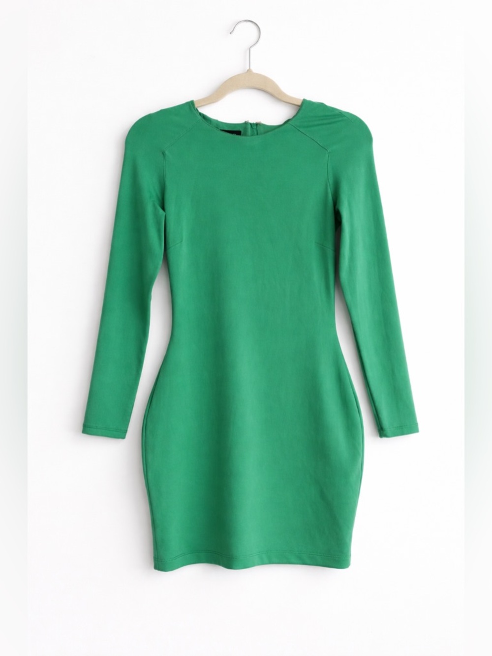 bebe Emerald Green Long-Sleeve Mini Bodycon Dress
